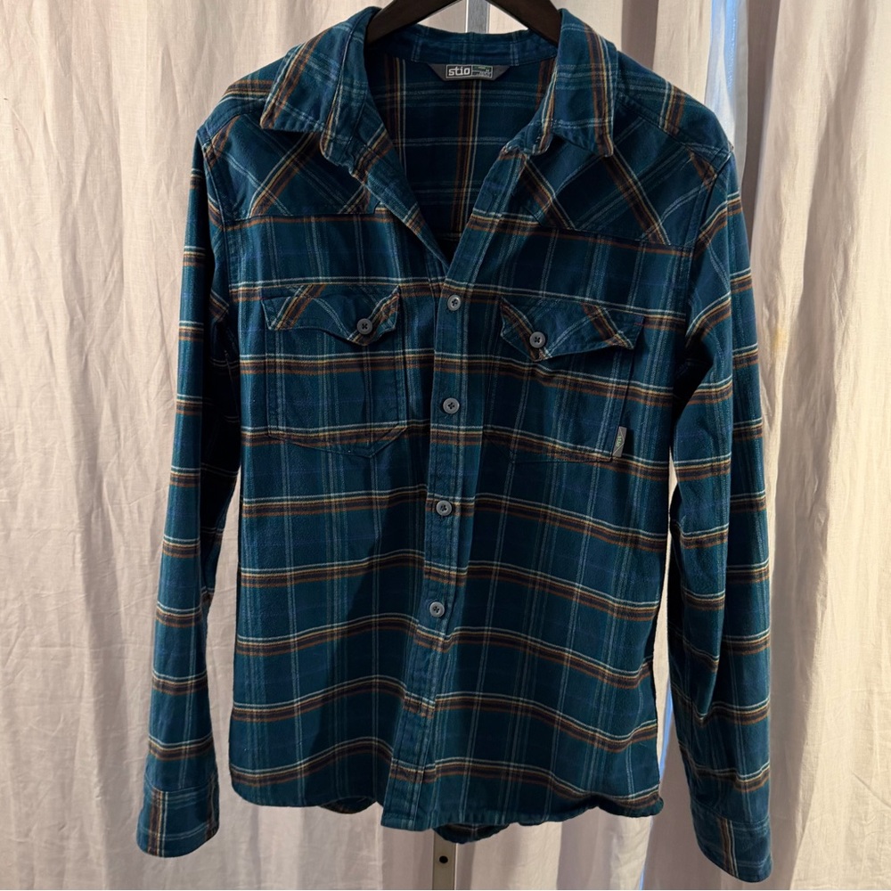 Stio Men’s Junction Midweight Flannel, Blue Plaid